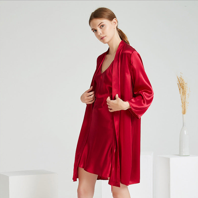 19 Momme Heavyweight Silk Robe | 100% Mulberry Silk Luxury Dressing Gown