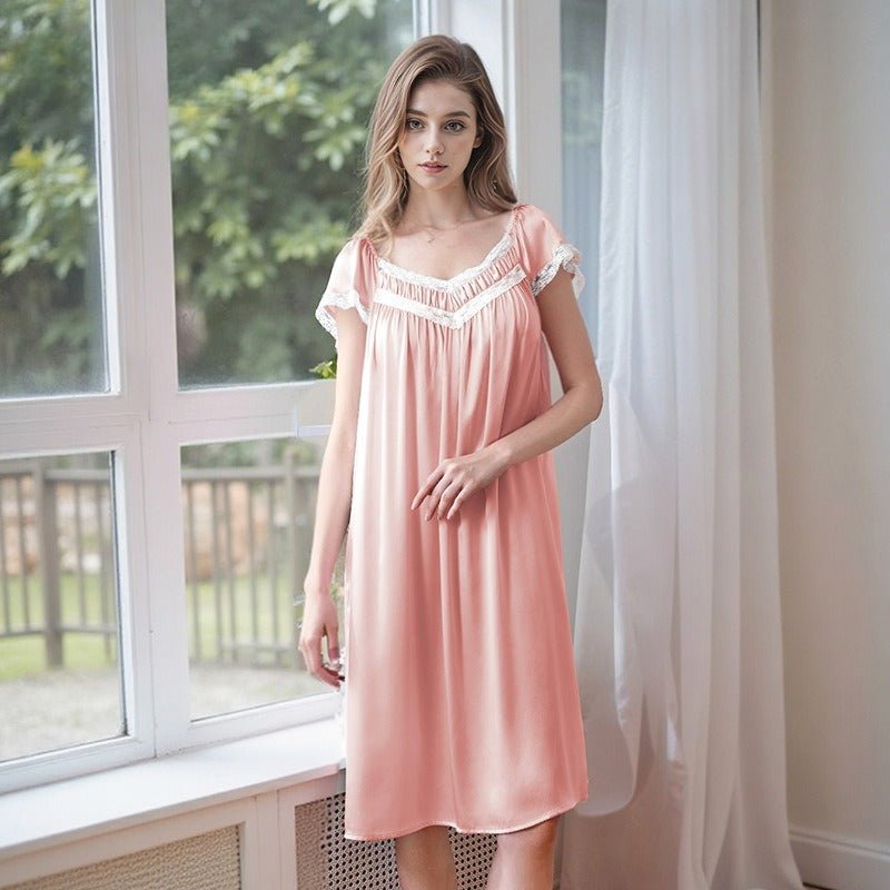 Silk nightgown women with built in bra design