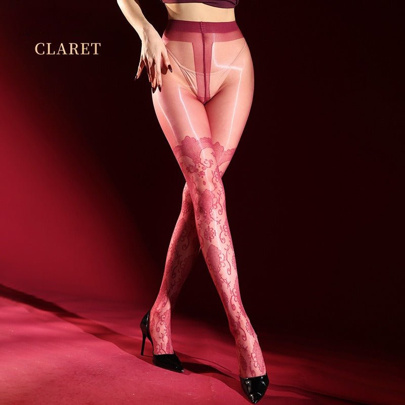 decorative baroque hosiery with open design and floral detail