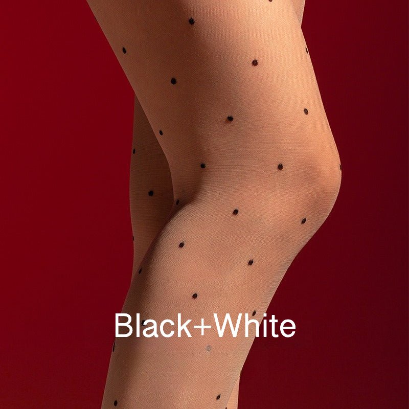 Fashion polka dot sheer hosiery for outfit styling and layering