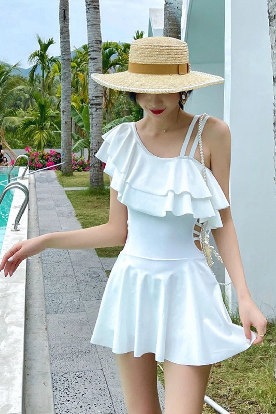 Modest Skirted One Piece Swimwear