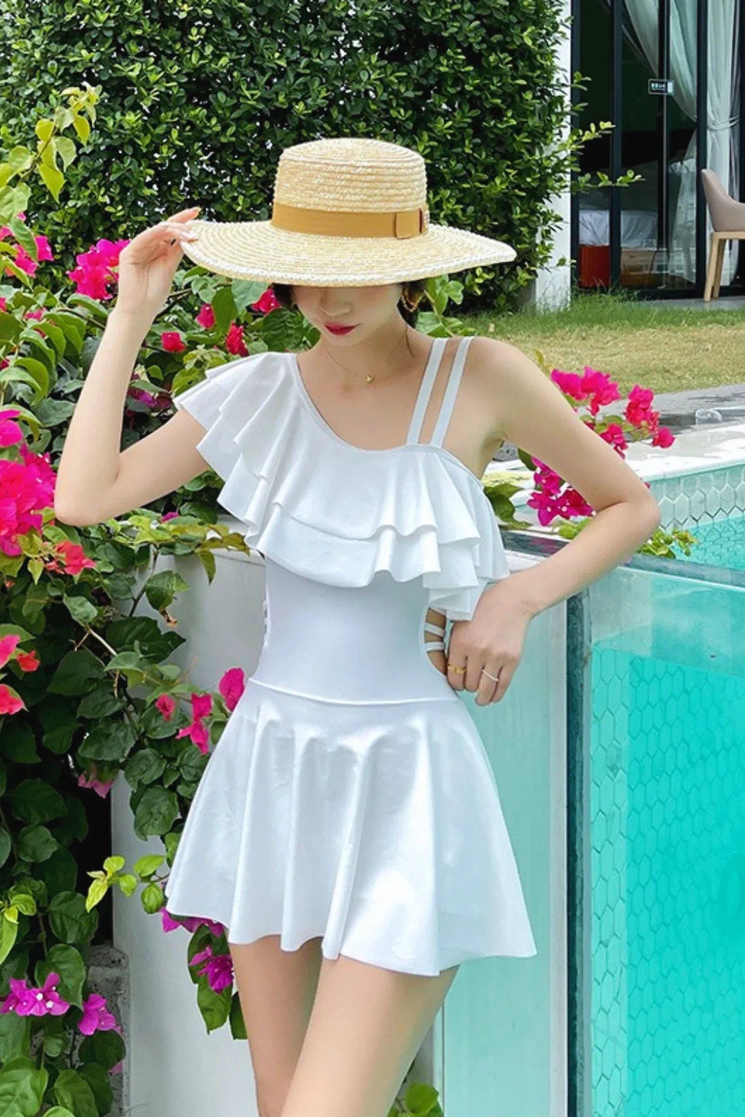 Modest Skirted One Piece Swimwear