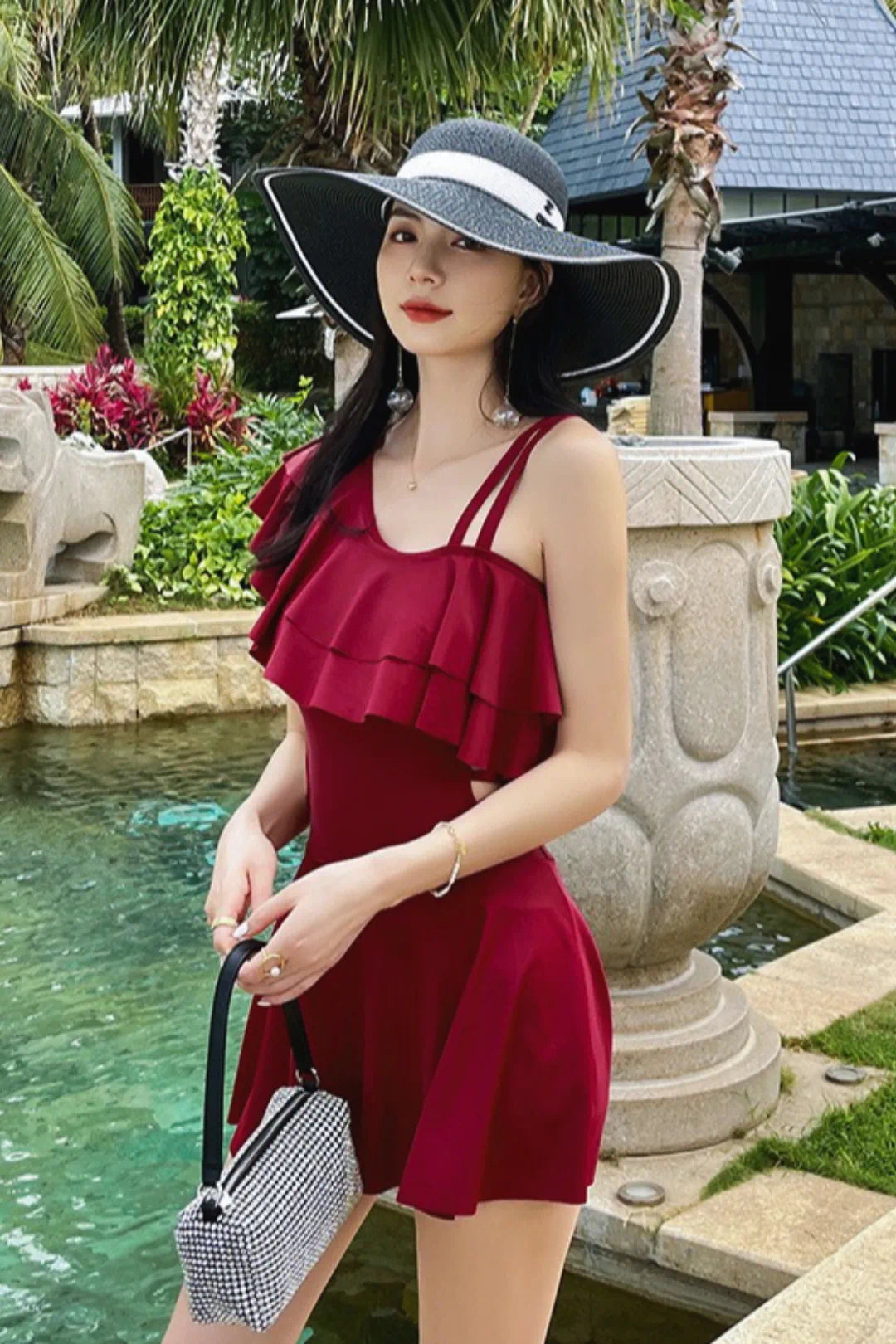 Modest Skirted One Piece Swimwear