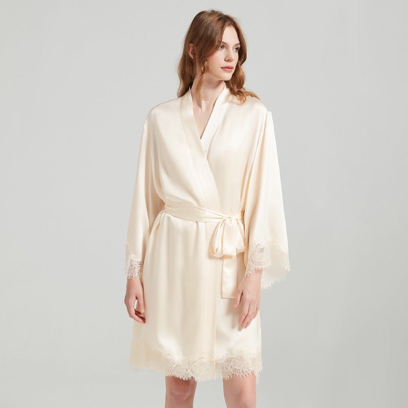 Lace silk slip dress set women soft and smooth fabric