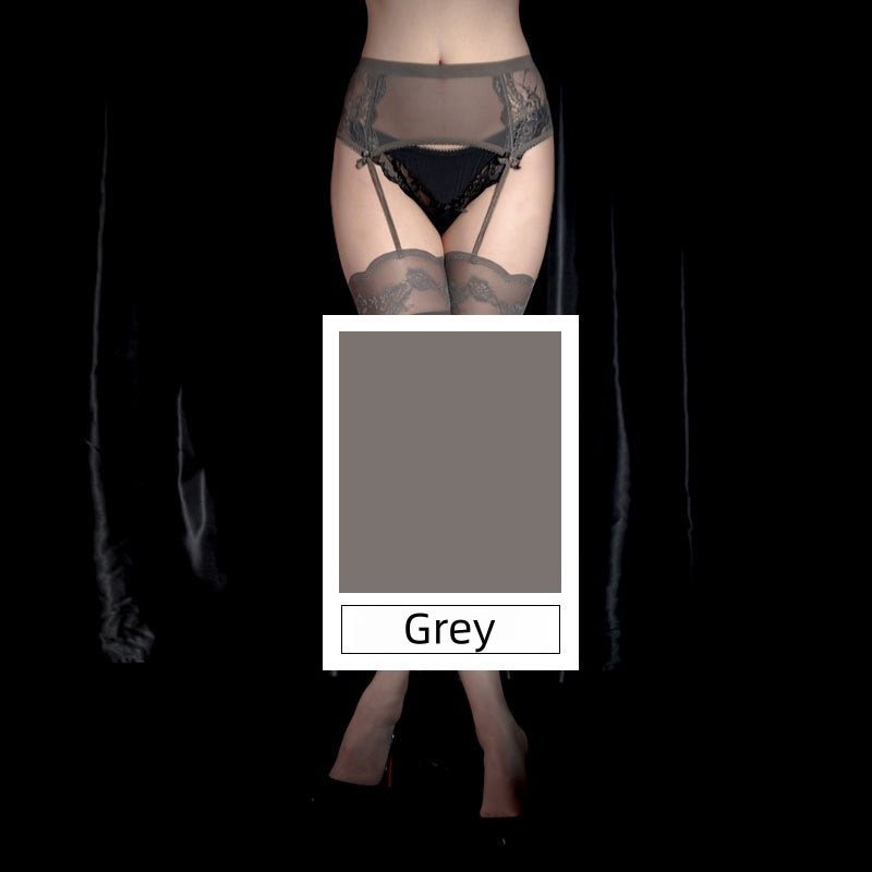 lace top suspender pantyhose with smooth transparent legs