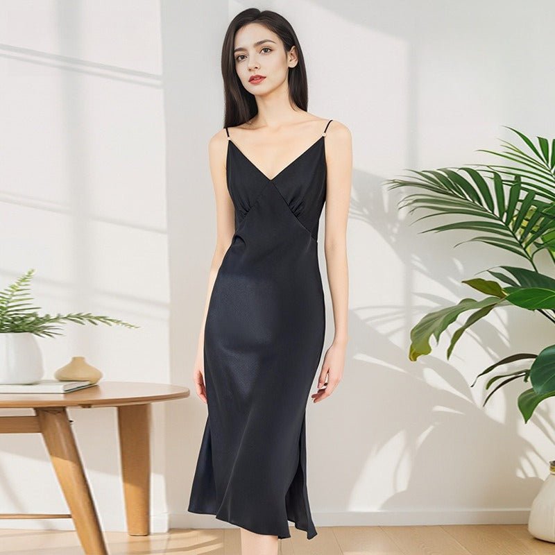 Low back silk slip dress women with elegant design