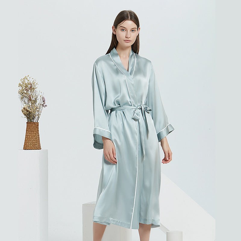 Mulberry silk robe women long elegant kimono style