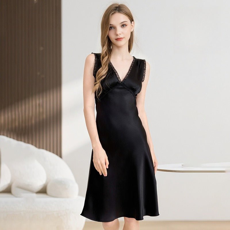 Mulberry silk slip dress women elegant midi sleepwear style