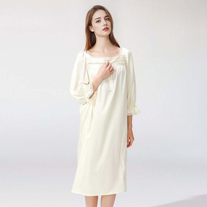 puff sleeve silk dress with romantic french style