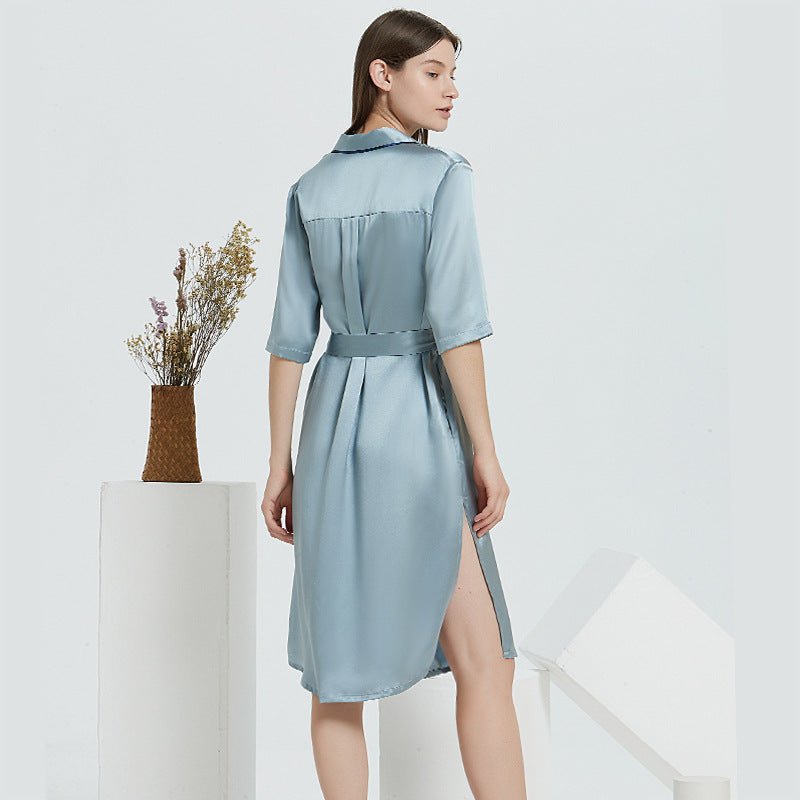 side slit silk nightdress for women with smooth drape