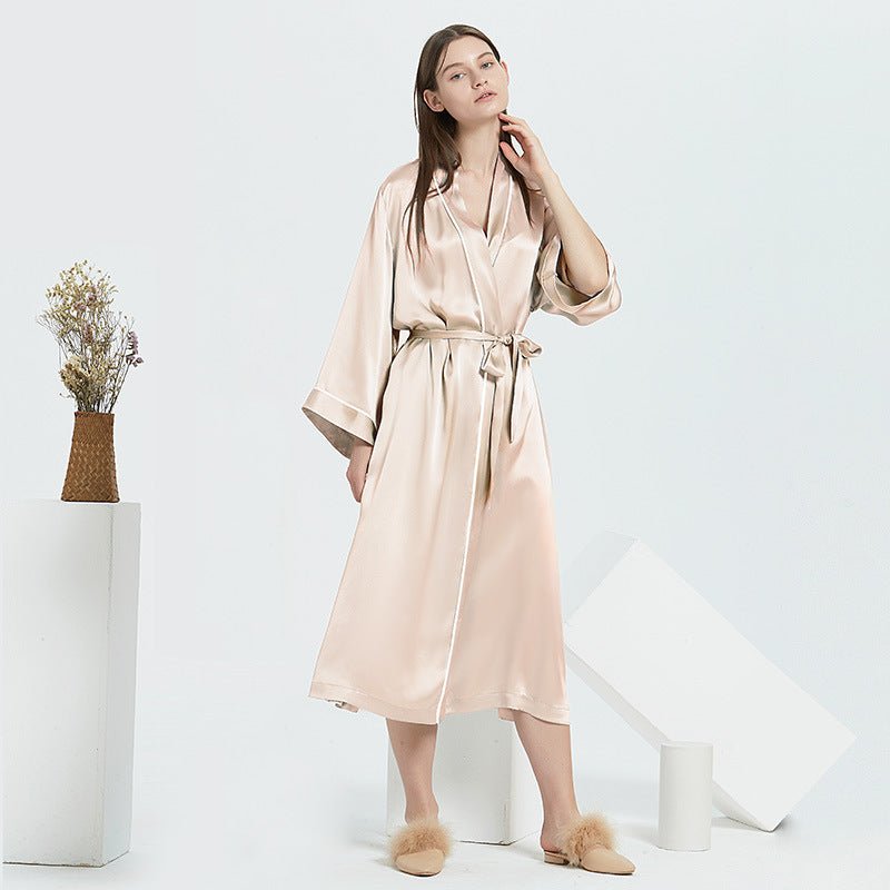 Silk robe women full length elegant silhouette