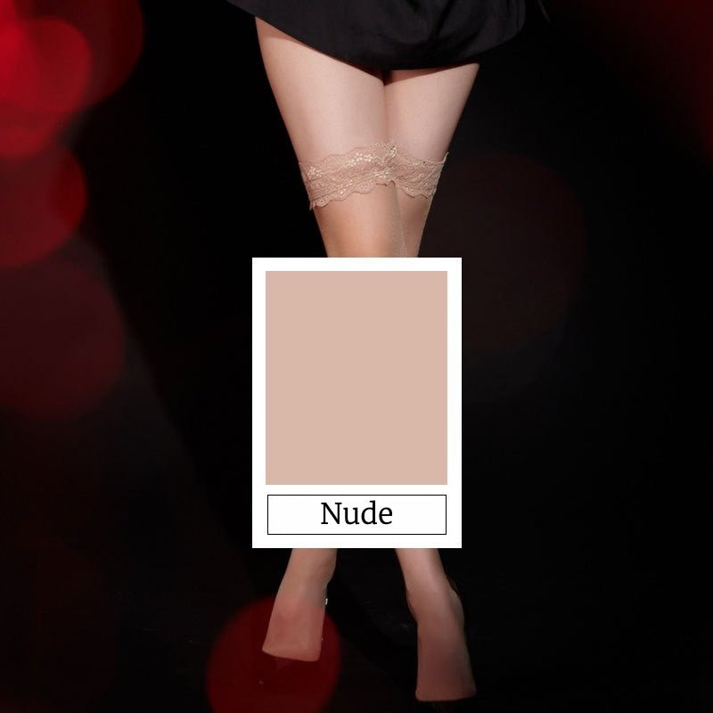 Ultra sheer lace thigh highs with lightweight feel and smooth leg finish
