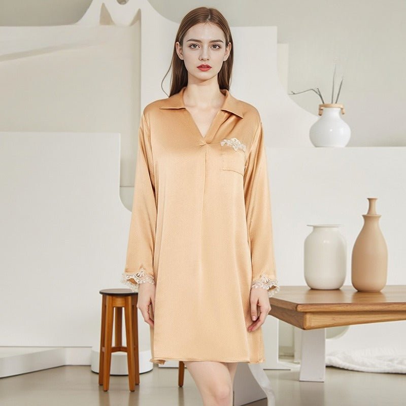 women’s mulberry silk nightshirt with polished relaxed fit