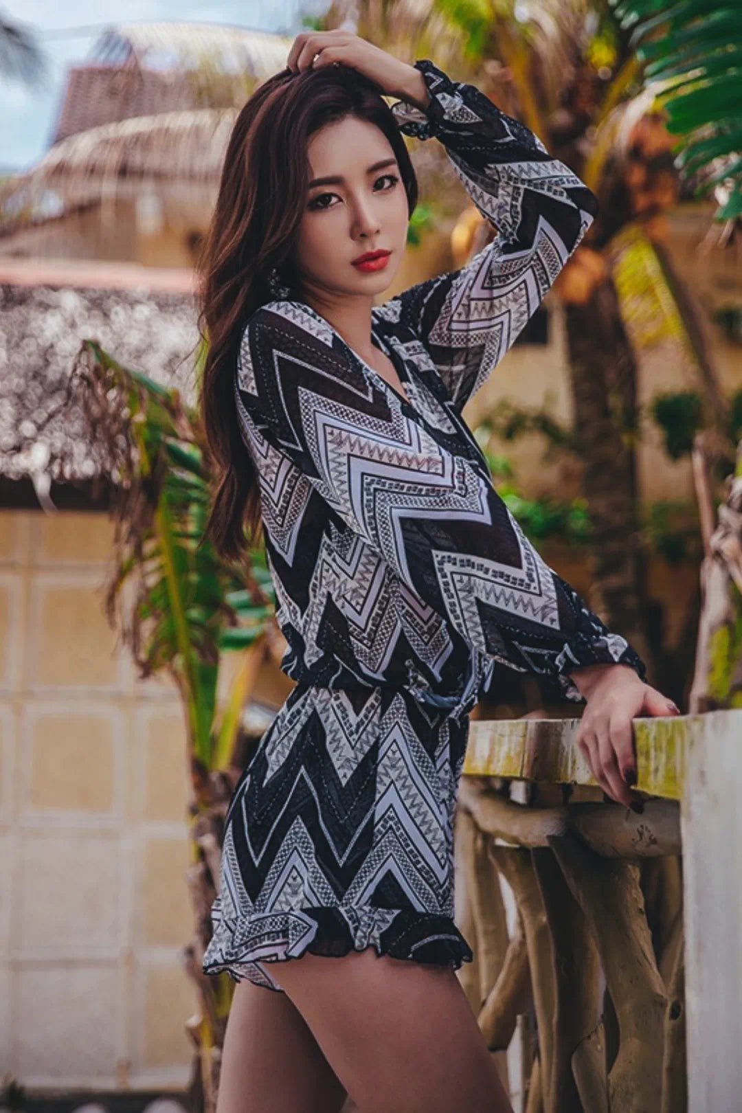 3 Piece Long Sleeve Swimsuit Set BlackM for Women - Swimwear by CALYPHIA