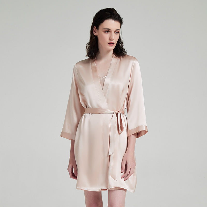 19 Momme Heavyweight Silk Robe | 100% Mulberry Silk Luxury Dressing Gown