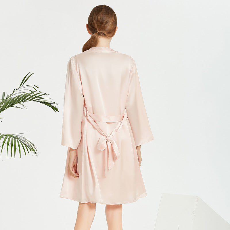 19 Momme Heavyweight Silk Robe | 100% Mulberry Silk Luxury Dressing Gown