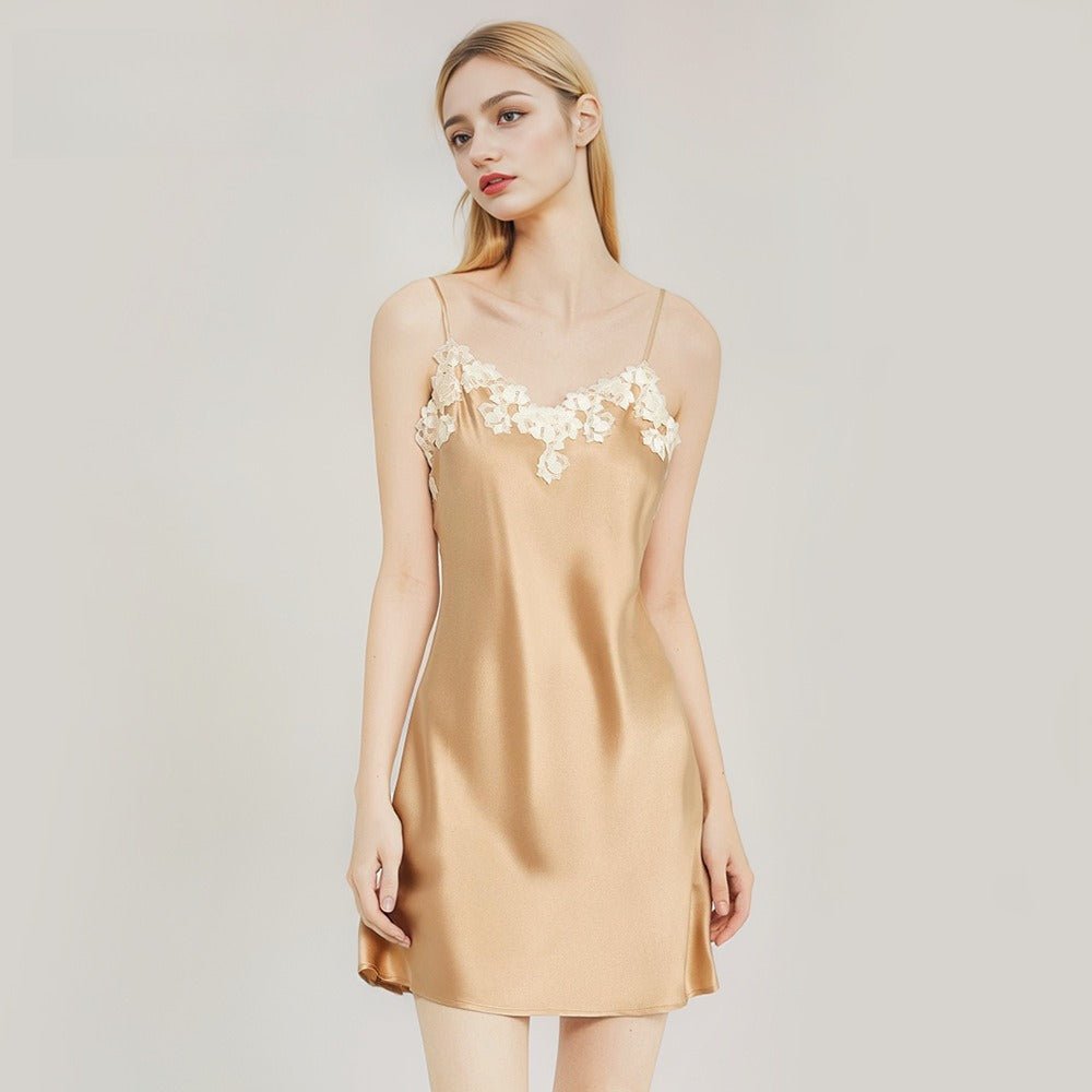 elegant silk chemise for women with delicate neckline detail
