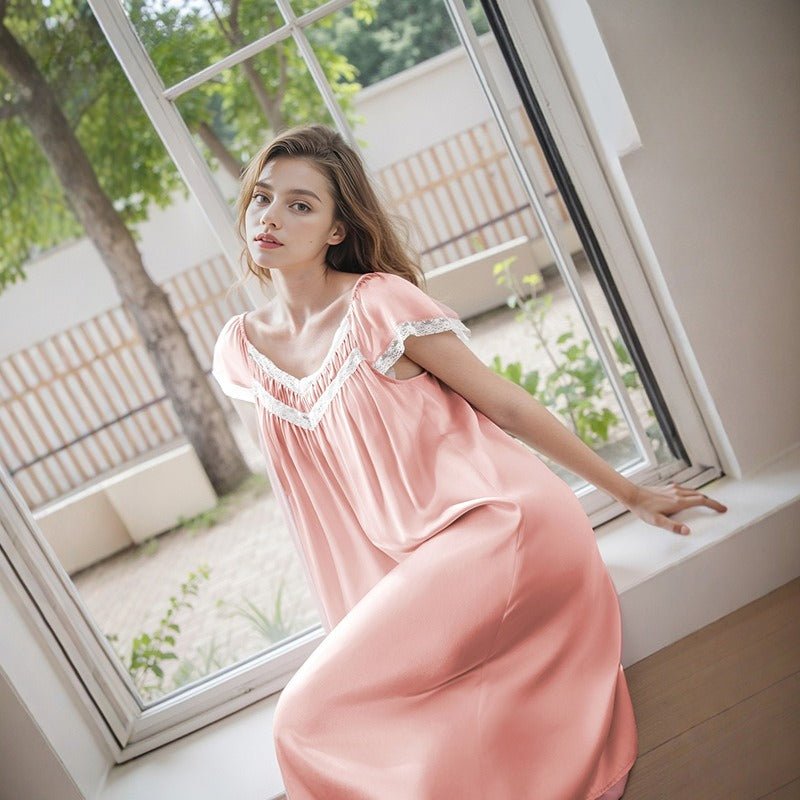French style silk nightdress women in elegant homewear look