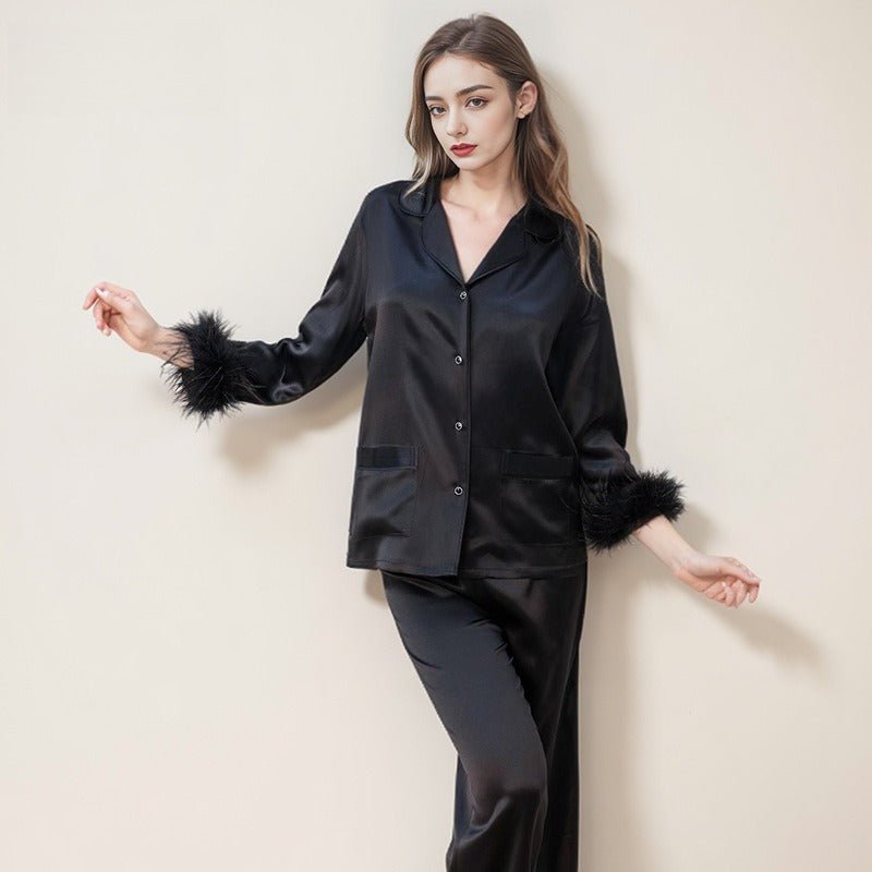 Lightweight silk pajamas set ideal for spring and summer seasons