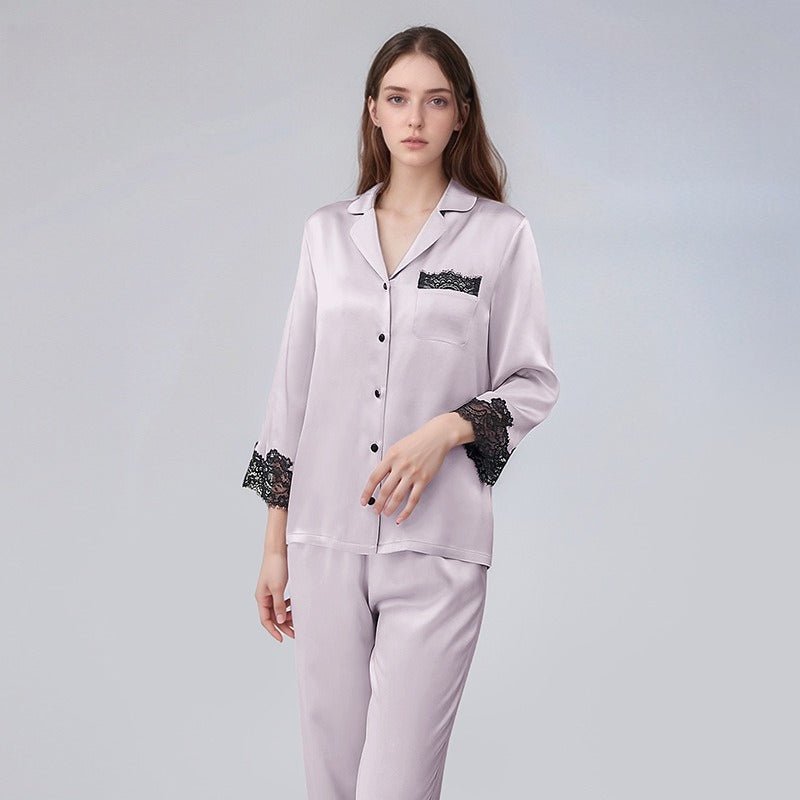 Long sleeve silk pajamas women with comfortable fit