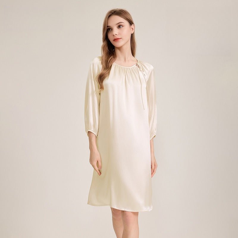loose fit silk sleepwear dress with soft drape