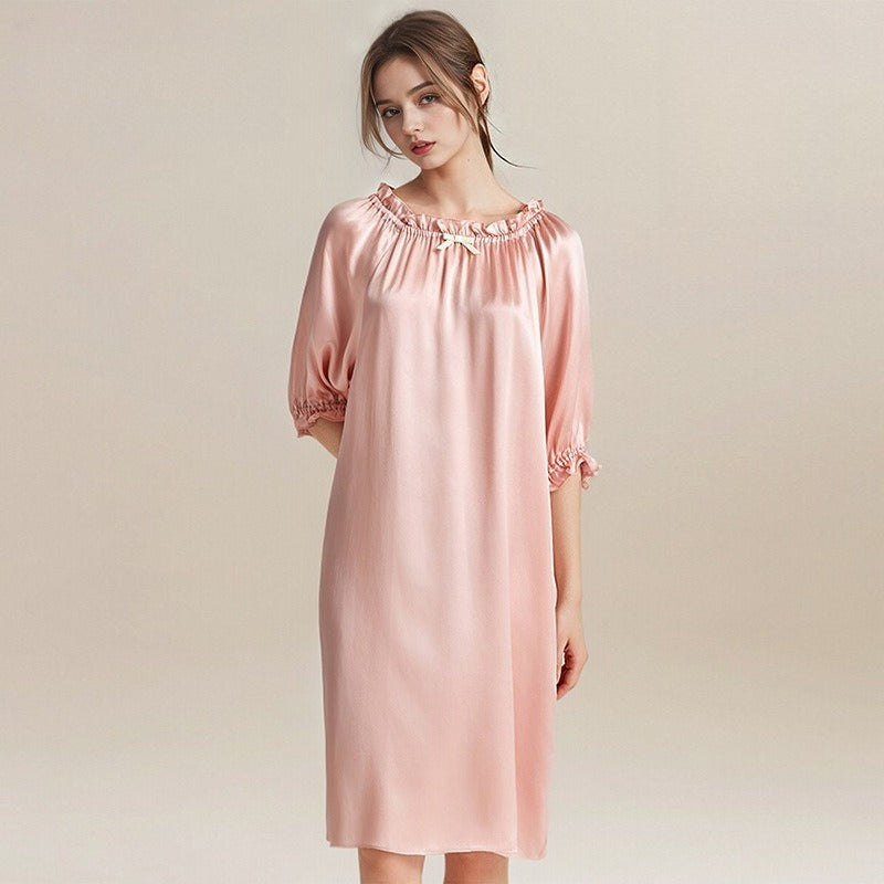 Mulberry silk nightdress for women in loose fit front view