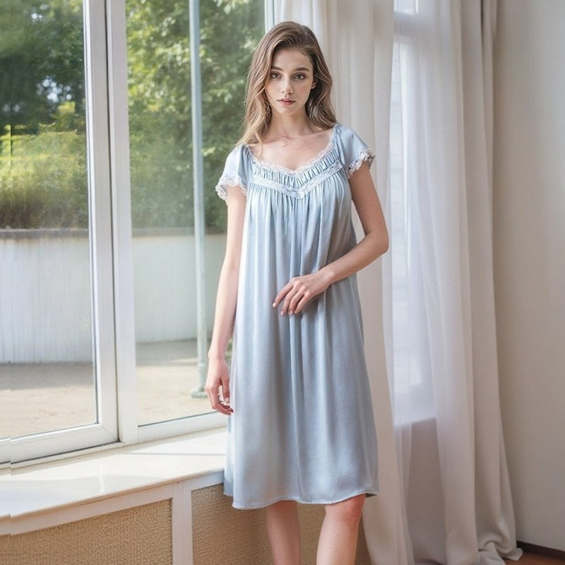 Mulberry silk nightgown women in French princess style