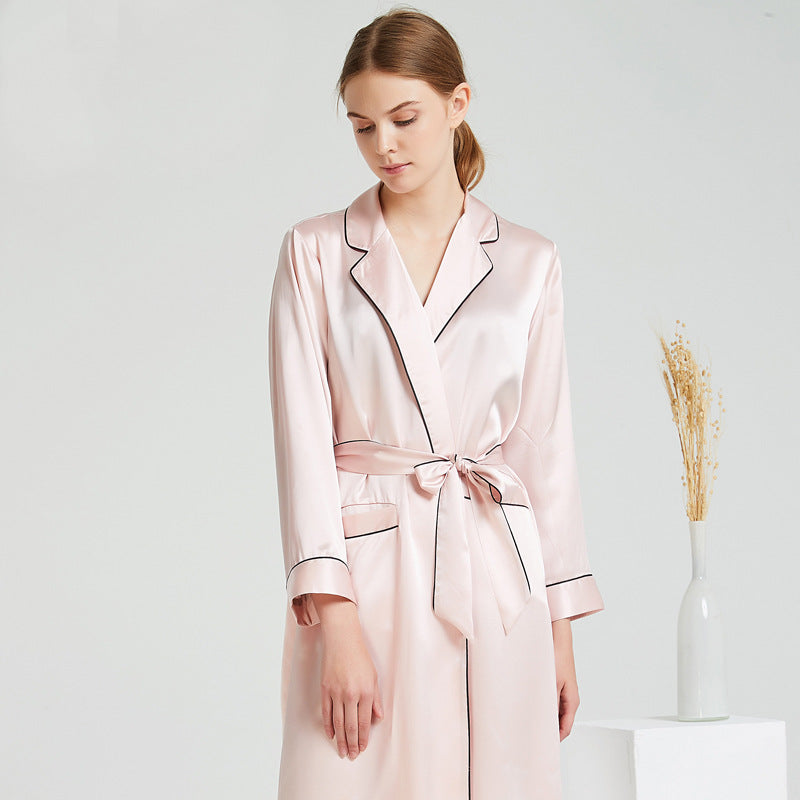 Mulberry silk robe women pink 19 momme elegant style