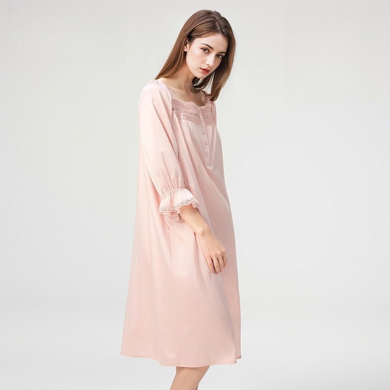 pink silk nightdress for women with relaxed fit