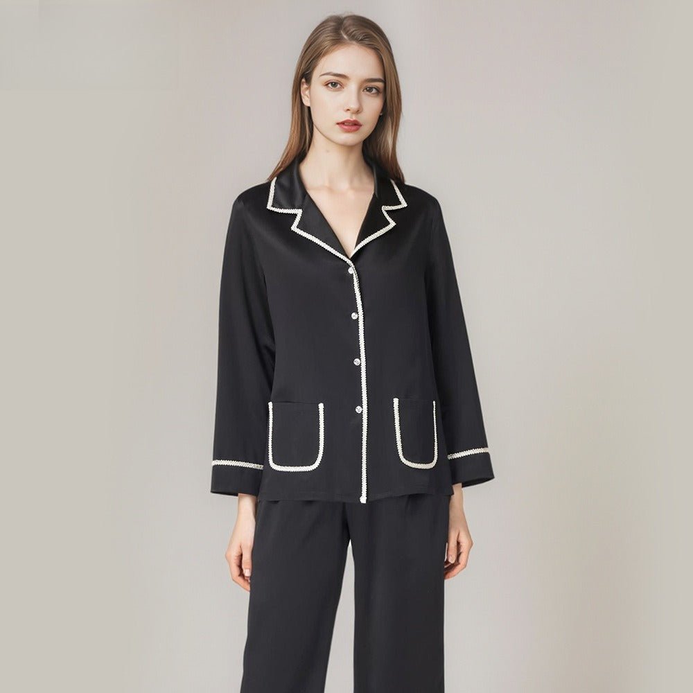 pink mulberry silk pajama set with smooth finish