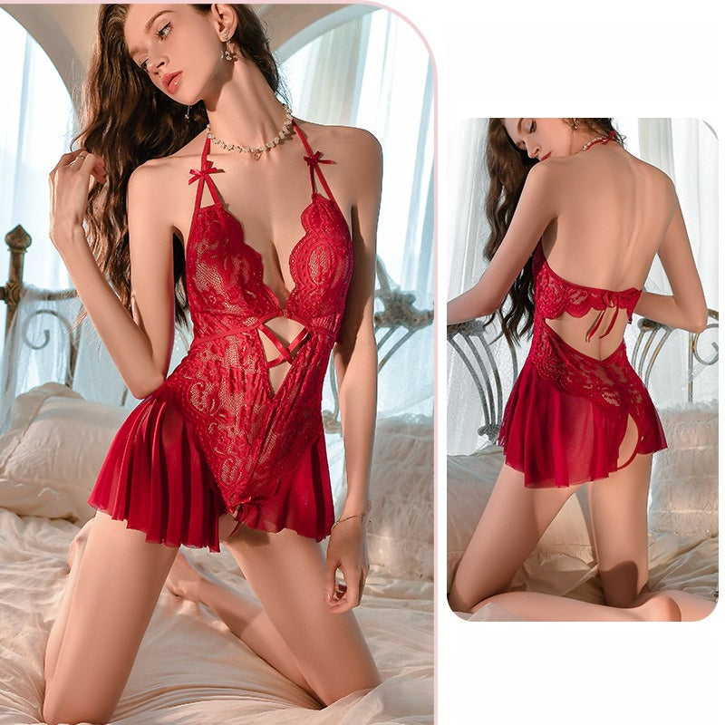 pink sheer lingerie bodysuit for women elegant nightwear