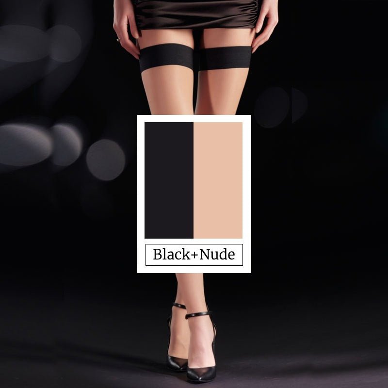Silicone stay up thigh high stockings for women in sheer finish