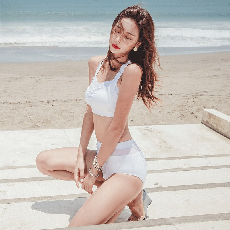 sporty high waisted bikini swimsuit