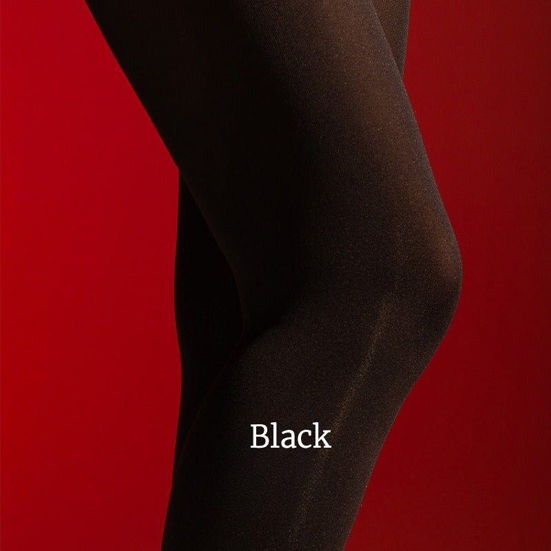 Thick black tights women with flattering silhouette
