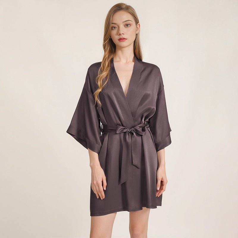 Womens mulberry silk loungewear robe for home and travel